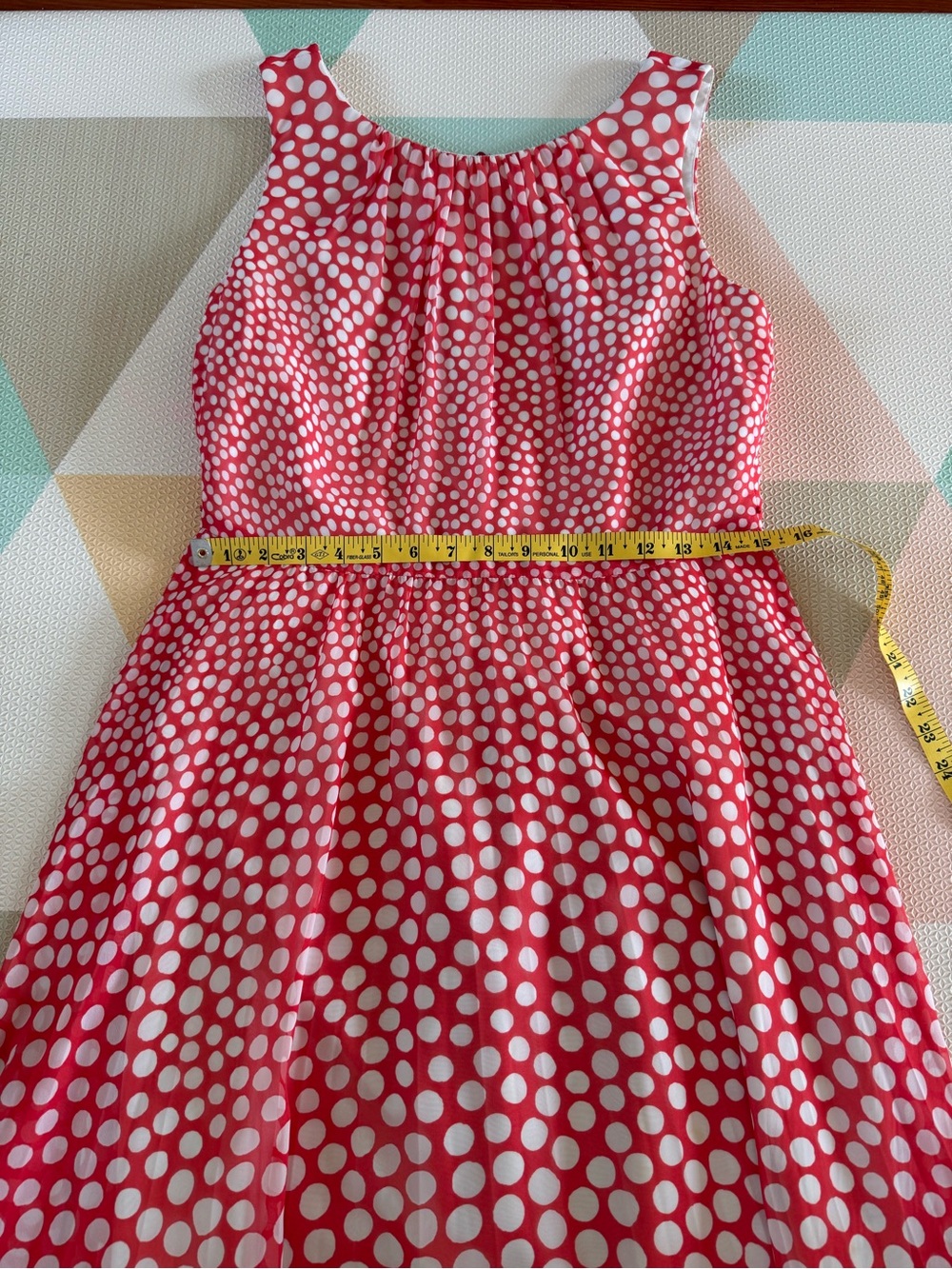 Trina Turk Orange Polka Dot Sleeveless Midi Dress Size 10 - Picture 4 of 9